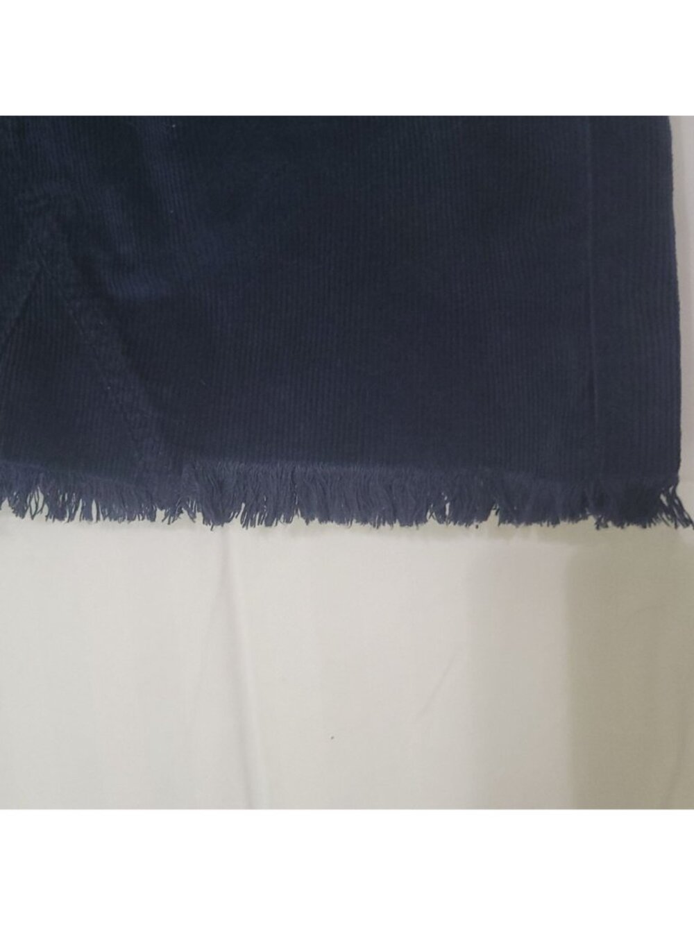 Corduroy Navy Blue Mini Skirt With Frayed Hem & Front Button Closure Size 5/27W - Picture 7 of 15
